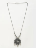NVR Women's Silver-Toned Floral Shape Pendant with Chain | Grocsy