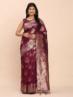 Shree Shyam Fashion Banarasi Silk Purple Saree | Grocsy