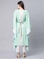 Ahalyaa Women Sea Green Crepe Printed Kaftan Kurta | Grocsy