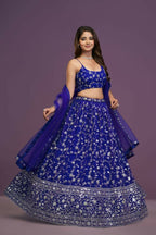 Royalblue Georgette Zari,Sequence Embroidery Work Lehenga Choli - Jihu Culture | Grocsy