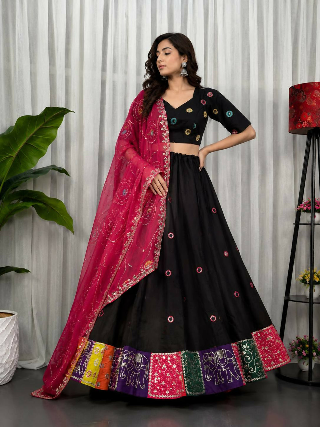 Lehenga Mart Black Designer Navratri Lehenga Choli for Women | Grocsy