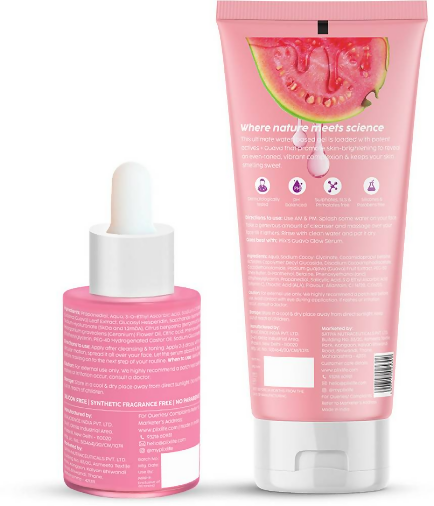 The Plant Fix Plix 23% Vitamin C Guava Face Serum & Vitamin C Guava Juicy Face Wash Combo | Grocsy