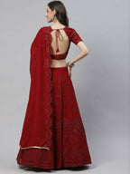 Maroon Georgette Thread with Sequins Embroidered work Lehenga Choli with Dupatta - Jivika | Grocsy