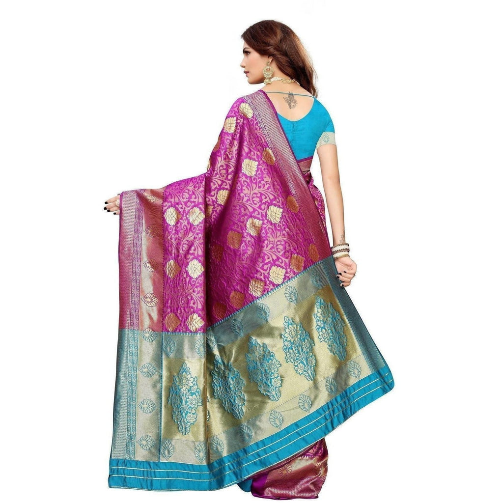 Vamika Banarasi Jaquard Purple Weaving Saree (BANARASI 07) | Grocsy