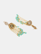 Ruby Raang 22k Gold Polished Diamond And Stone Jhumka Earrings | Grocsy