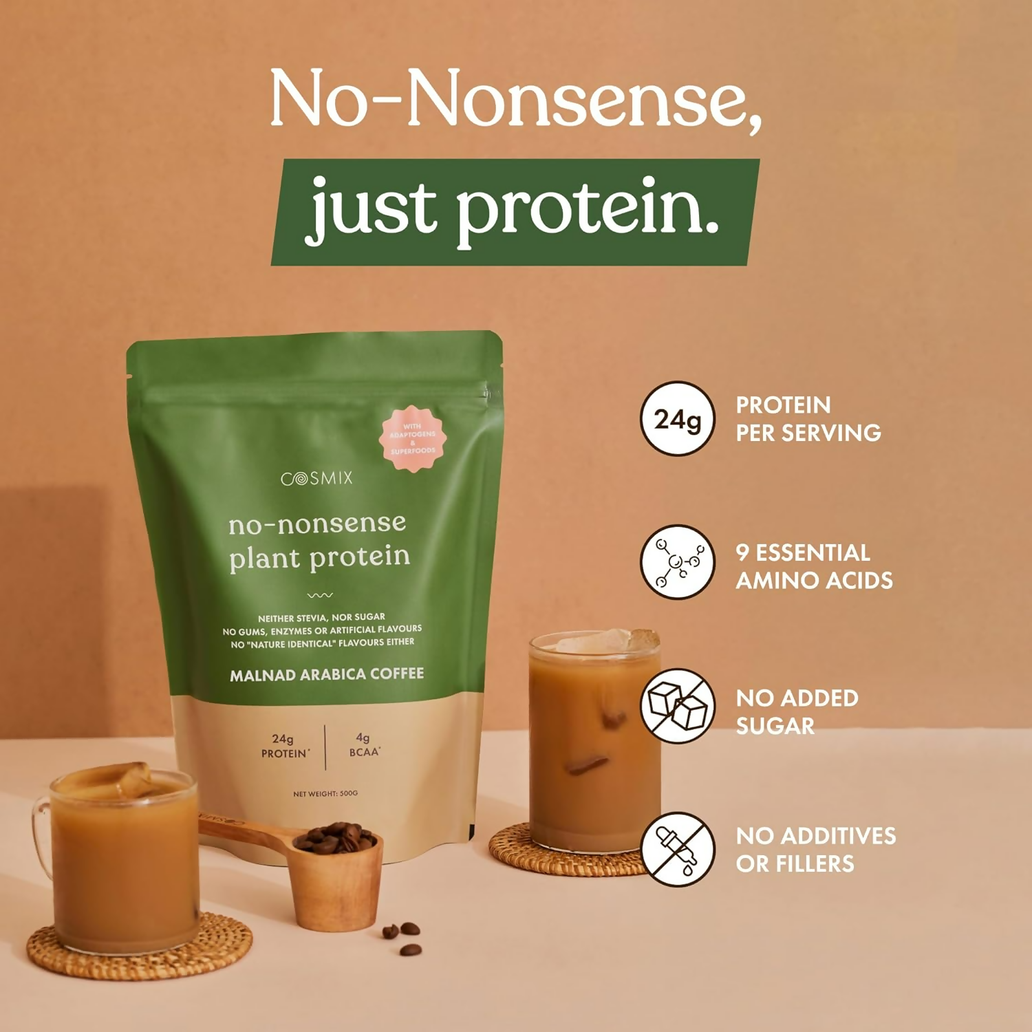 Cosmix No Nonsense Plant Protein (Malnad Arabica Coffee) | Grocsy