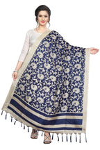 Vamika Latest Navy Blue Printed Khadi Bhagalpuri Dupatta | Grocsy