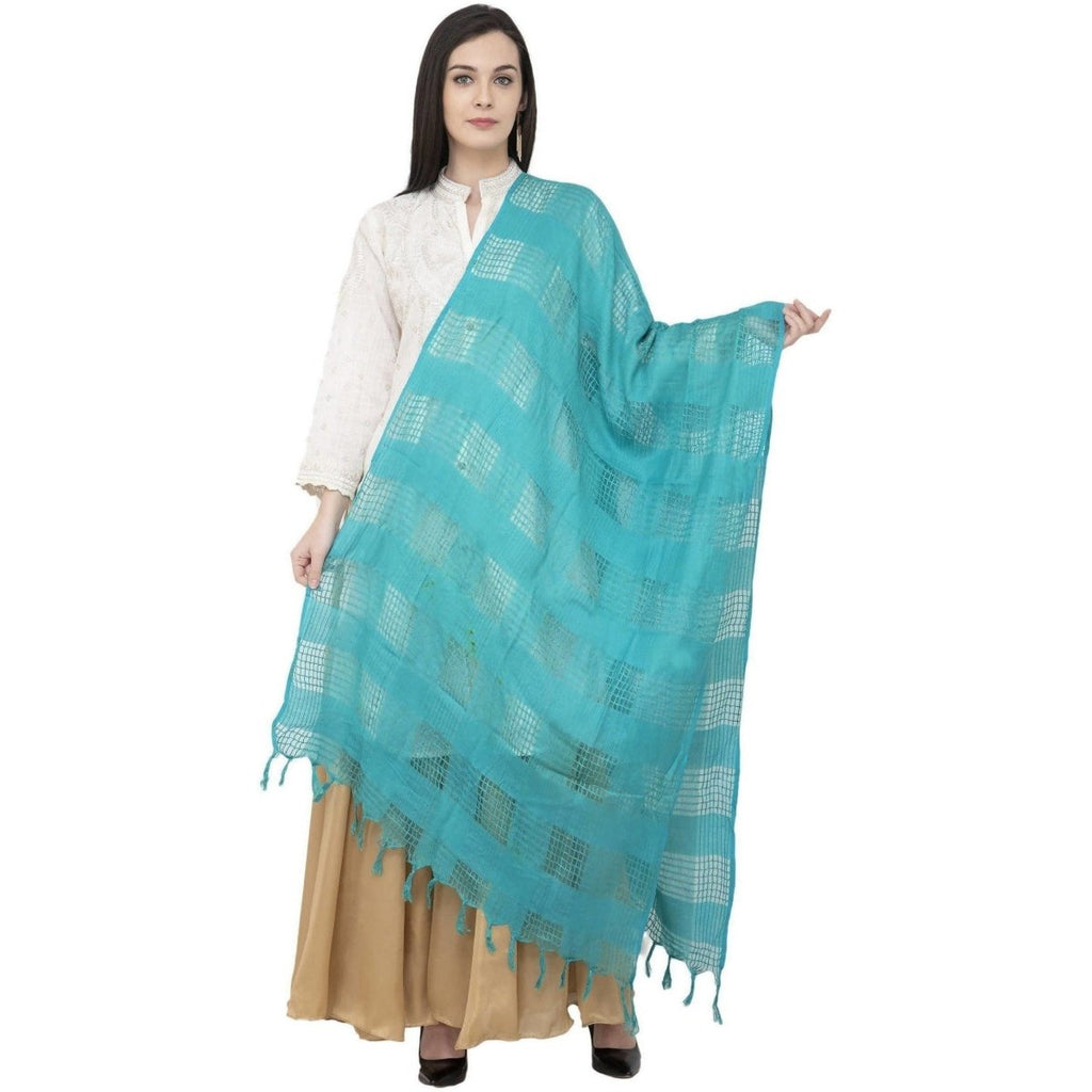 A R Silk Window Square Regular Dupatta Rama Green Color Dupatta or Chunni | Grocsy
