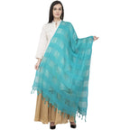 A R Silk Window Square Regular Dupatta Rama Green Color Dupatta or Chunni | Grocsy