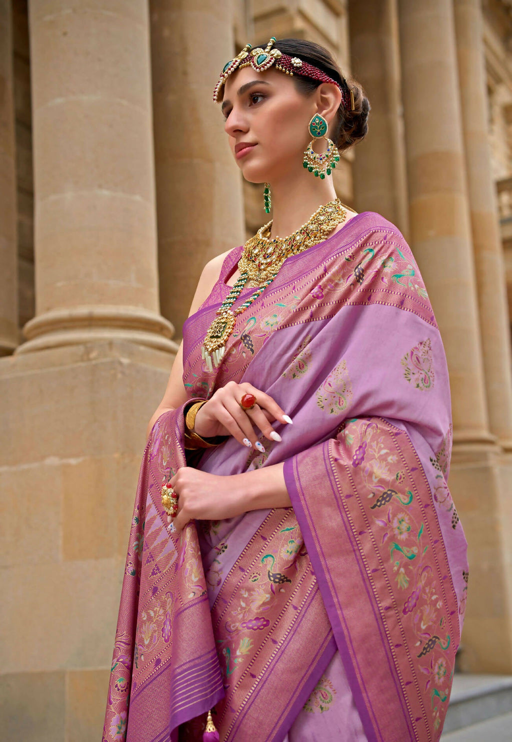 Sugar Plum Purple Superior V.P.Silk Woven Printed Patola Silk Saree - Rewaa Milano | Grocsy