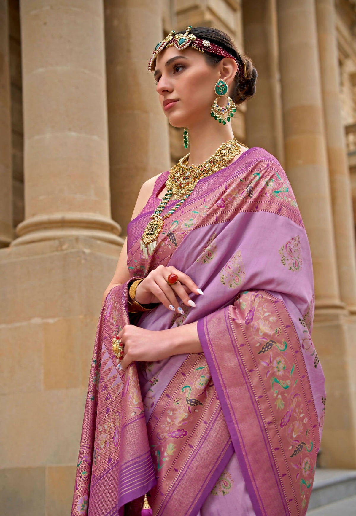 Sugar Plum Purple Superior V.P.Silk Woven Printed Patola Silk Saree - Rewaa Milano | Grocsy