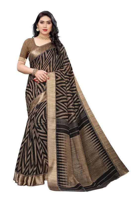 Vamika Black Linen Designer Saree (BEE BLACK) | Grocsy