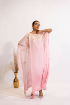 Timaraa Luxe Blush Pink Embroidered Kaftan Dress | Grocsy
