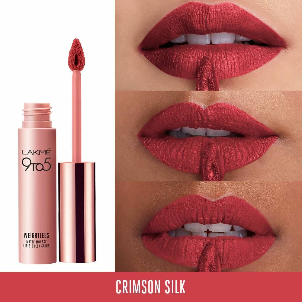 Lakme 9 To 5 Weightless Mousse Lip & Cheek Color - Crimson Silk | Grocsy