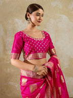 Shree Shyam Fashion Magenta Silk Blend Saree | Grocsy