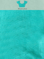 Sea Green Woven Design Net Saree with Blouse Piece - Kalamkari | Grocsy