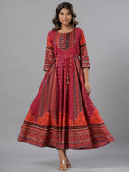 Juniper Women Plum Silk Printed Maxi Dress | Grocsy