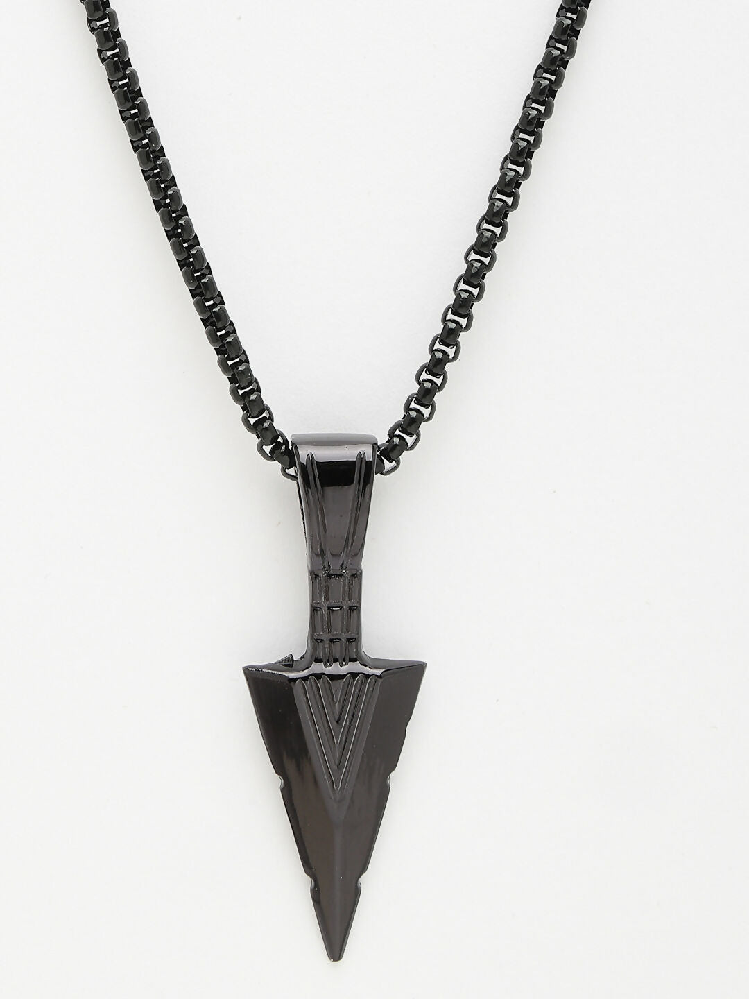 NVR Men's Set of 3 Multicolor Rhodium-Plated Arrow-Shaped Pendant With Chain | Grocsy