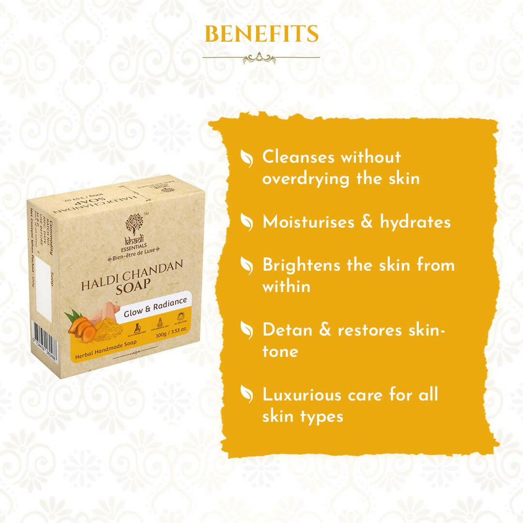 Khadi Essentials Haldi Chandan Herbal Handmade Soap | Grocsy