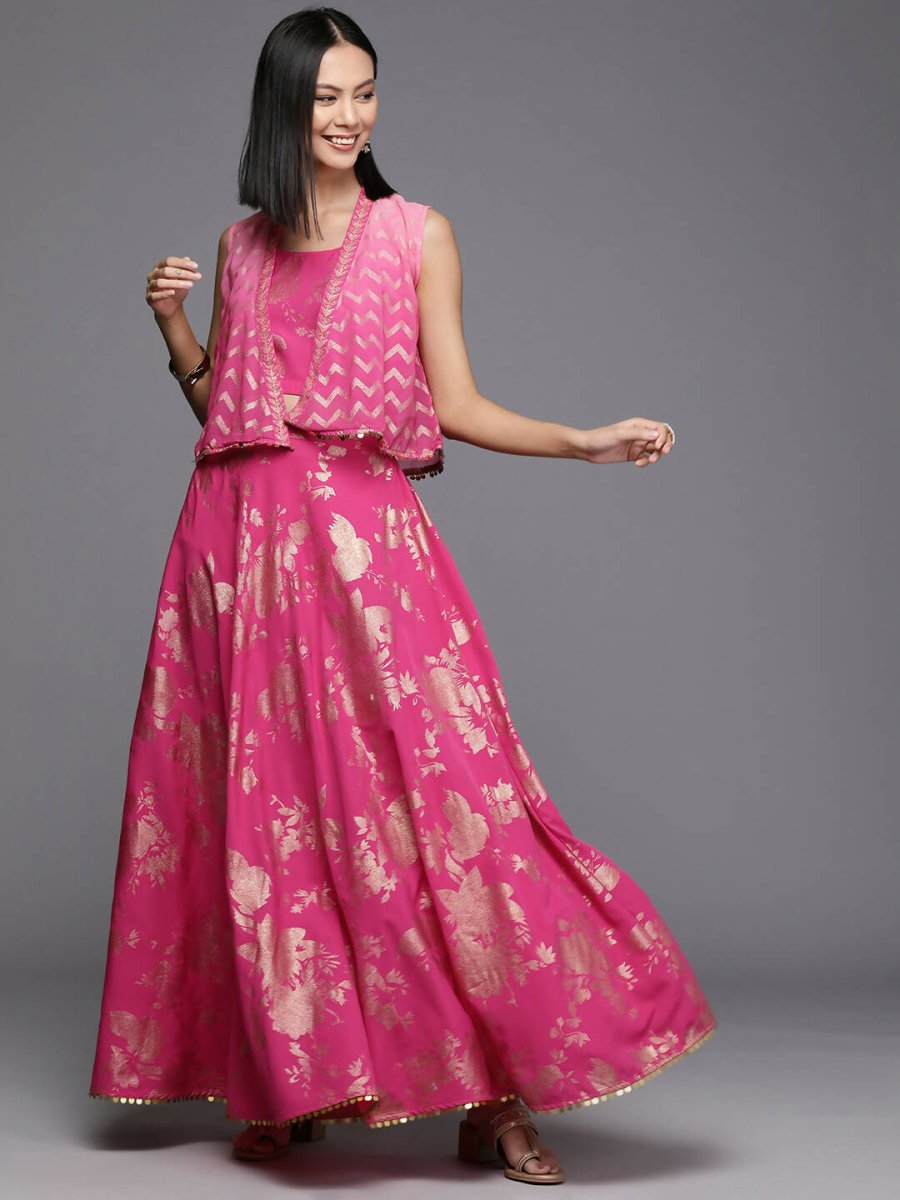 Ahalyaa Women's Traditional Wear Co-ods - Pink | Grocsy