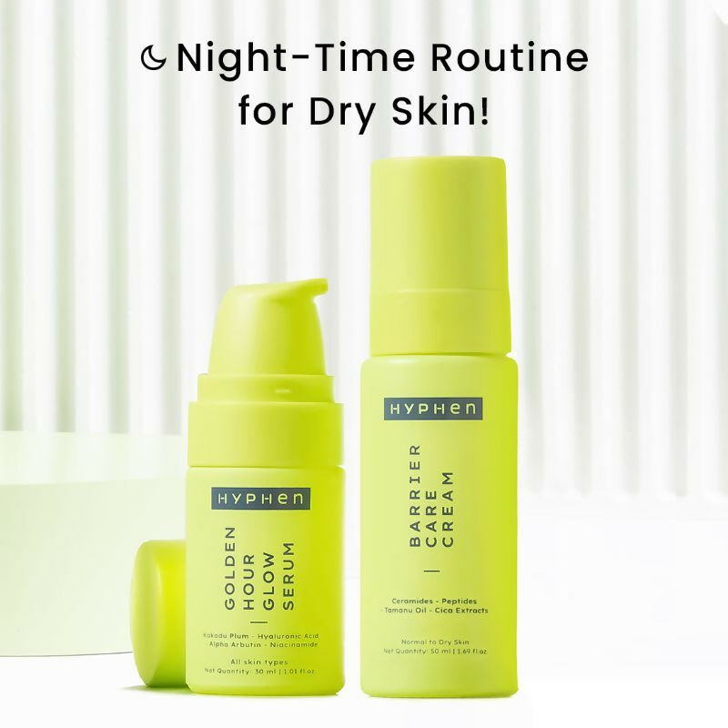 Hyphen By Kriti Sanon Daily Night Care Routine for Normal to Dry Skin with Face Serum & Barrier Care Cream | Grocsy