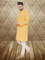 Even Apparels Men's Pintuck Fancy Yellow Kurta | Grocsy