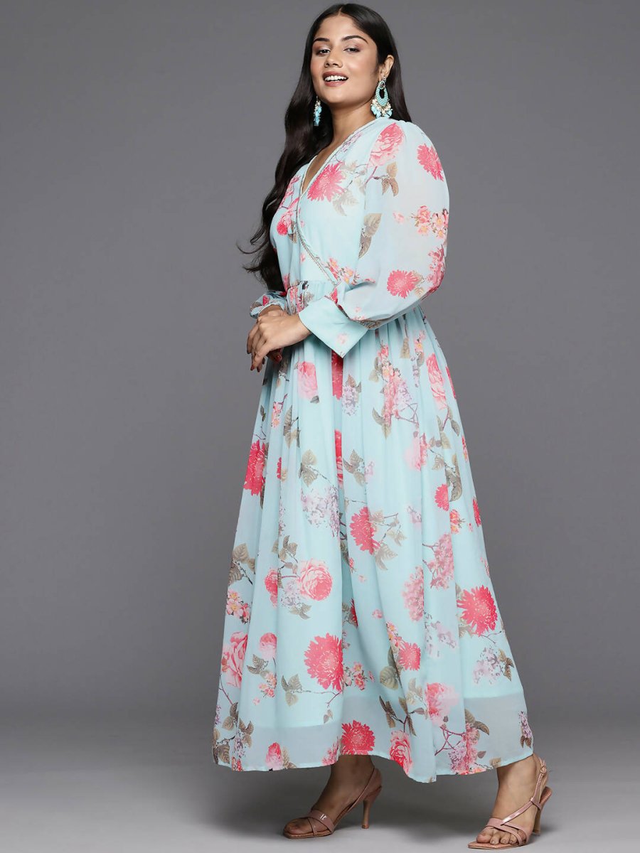 Ahalyaa Women's Traditional wear Ethnic Dress - Blue | Grocsy