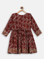 Ahalyaa Maroon Rayon Printed Kurta Palazzo Sets for Kids For Girls | Grocsy
