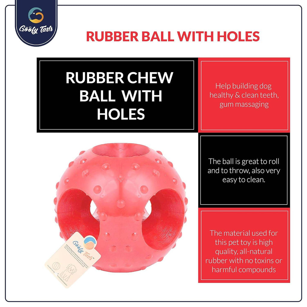 Goofy Tails Dog Ball Dog Toys - Red (Large) | Grocsy