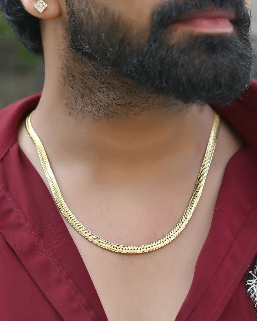 VOJ Gold-Polished Thick Flat Snake Chain | Grocsy