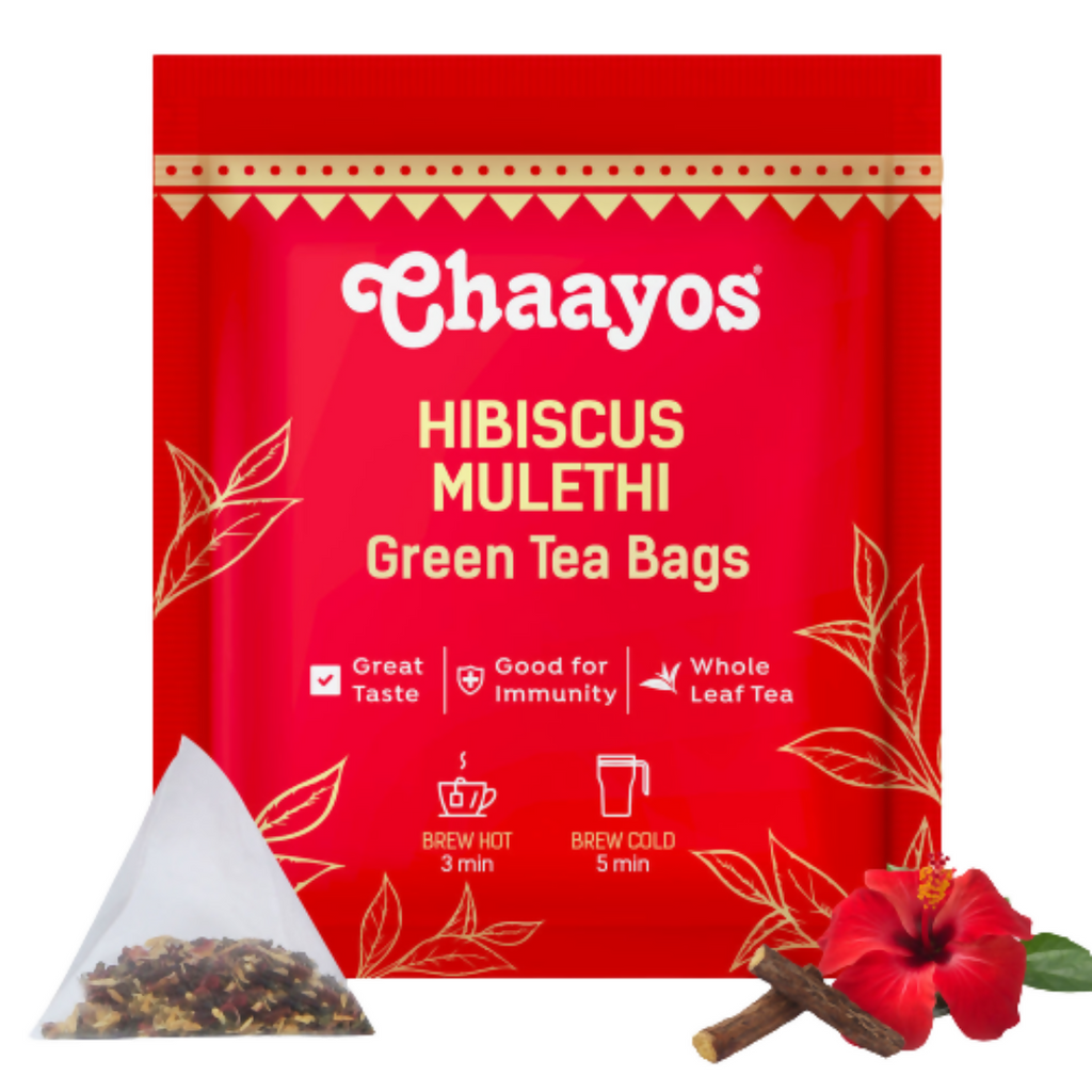 Chaayos Hibiscus Mulethi Green Tea Bags | Grocsy