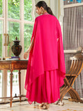 Janasya Pink Georgette Embroidered Dress & Cape | Grocsy