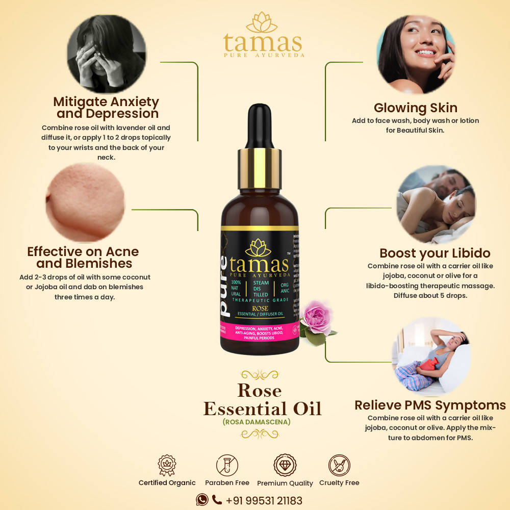 Tamas Pure Ayurveda 100% Organic Rose Essential Oil | Grocsy
