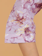 Aramya Straight Soft Cotton Gold foil Print Women's Kurta - Purple | Grocsy