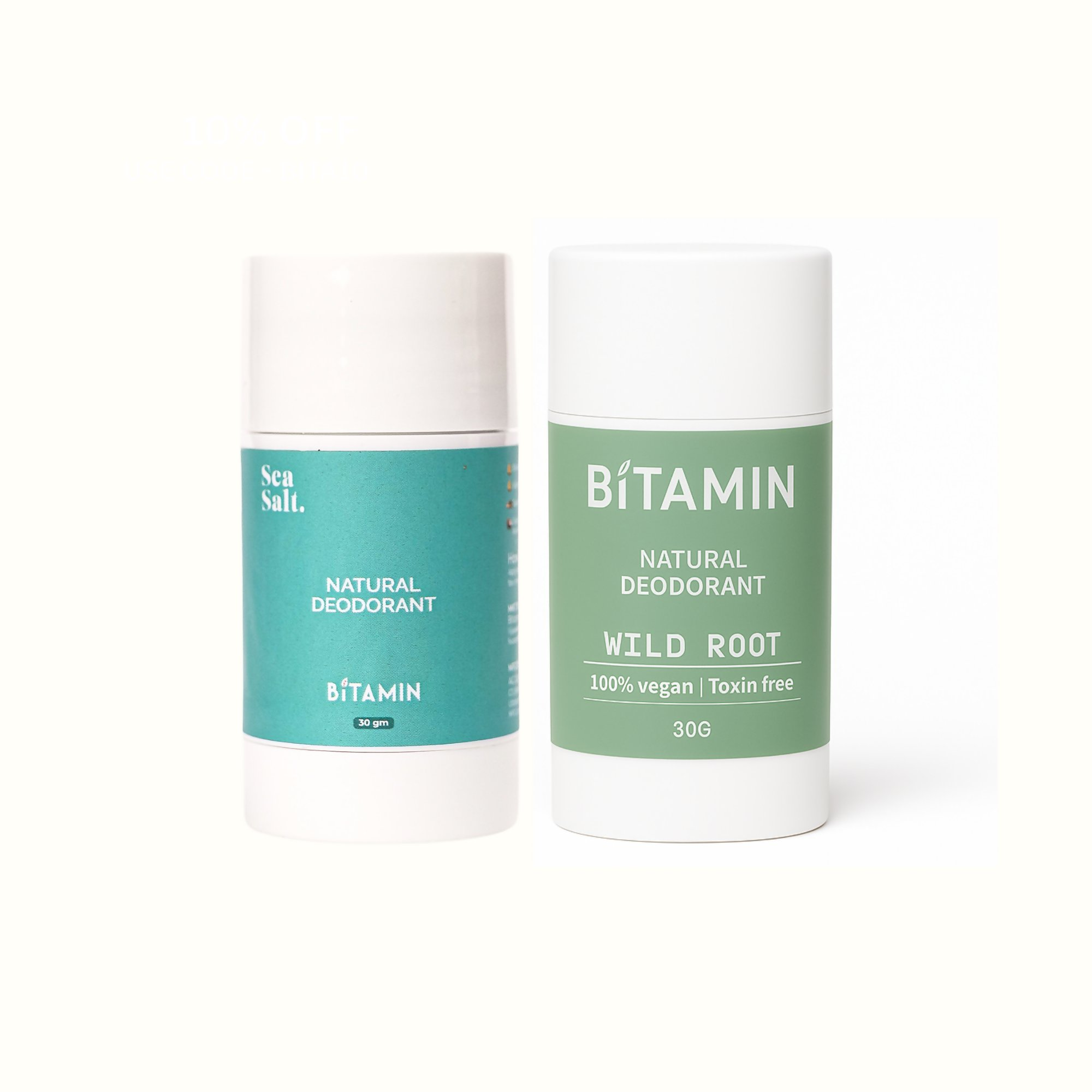 Bitamin Natural Deodorant Wild Root, Sea Salt Roll On | Grocsy