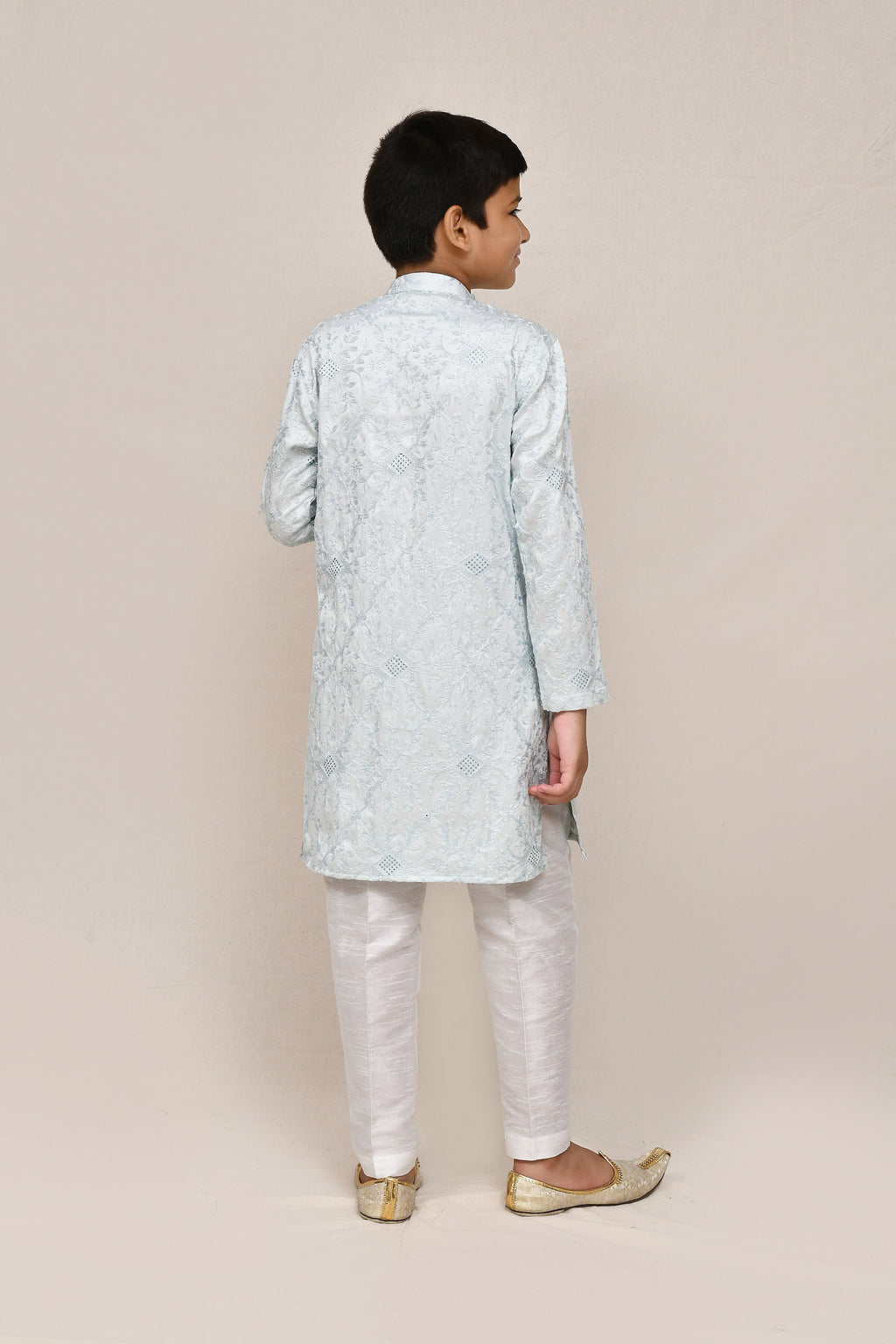Joban Fashion Silk Based Thread Work Sky Blue Kurta With Straight Fit Pant | Grocsy