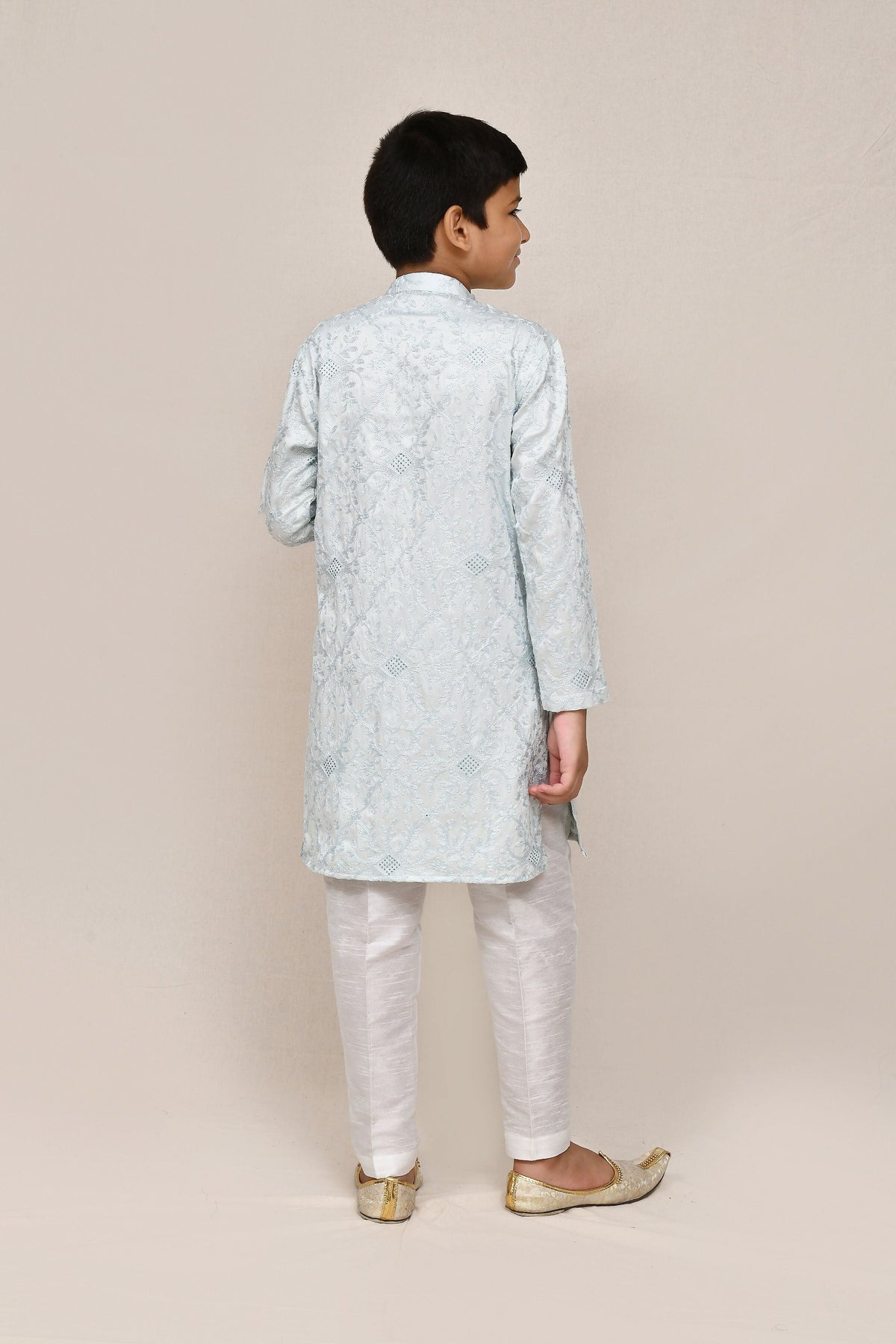 Joban Fashion Silk Based Thread Work Sky Blue Kurta With Straight Fit Pant | Grocsy