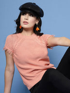Women Winter Peach Cotton Pullover - Wool Trees | Grocsy