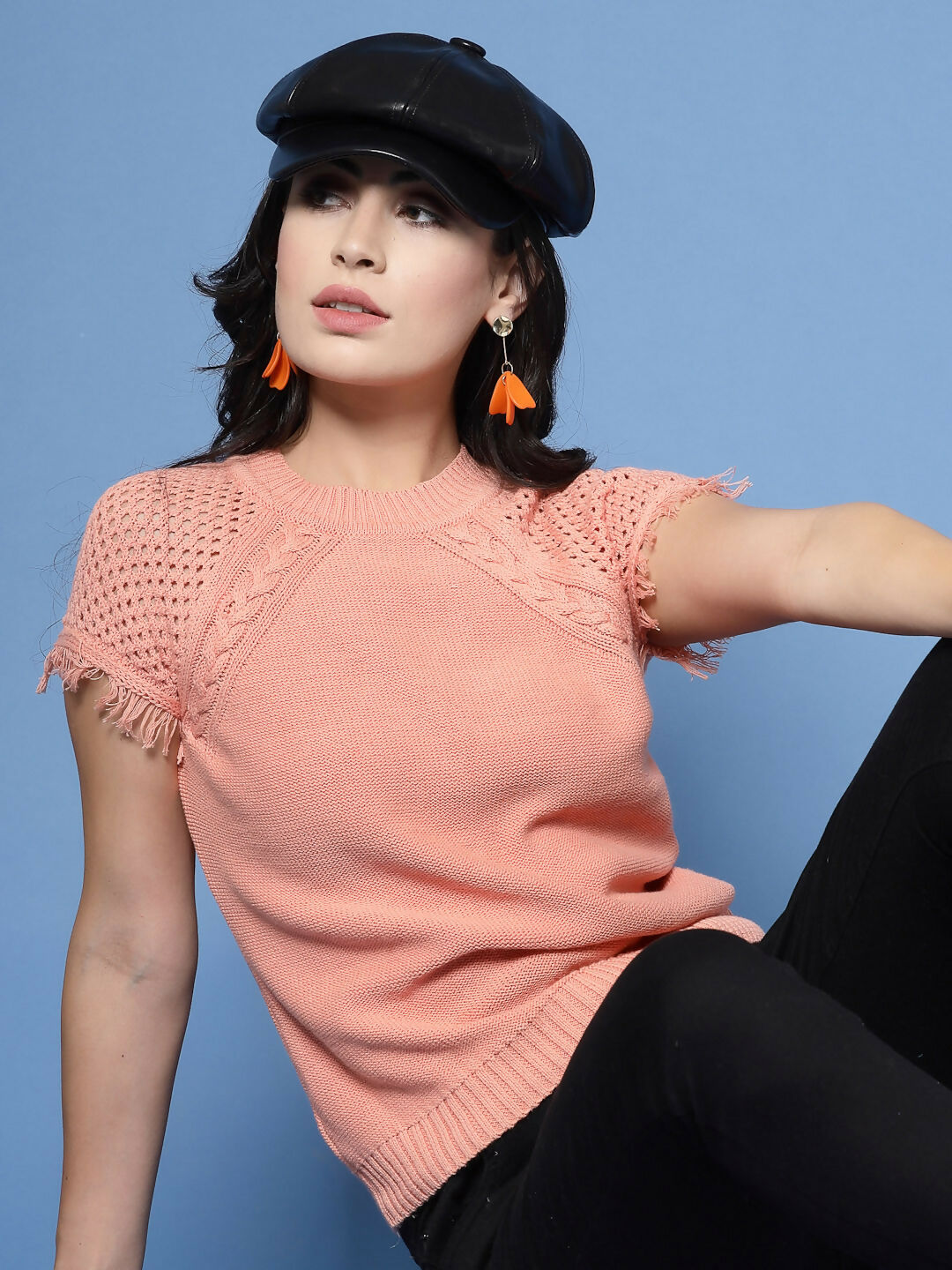 Women Winter Peach Cotton Pullover - Wool Trees | Grocsy