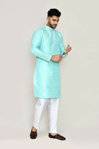 Joban Fashion Green Colored Jacquard Fabric Kurta With Straight Fit Pant | Grocsy