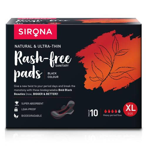 Sirona Biodegradable Black Sanitary Pads | Grocsy