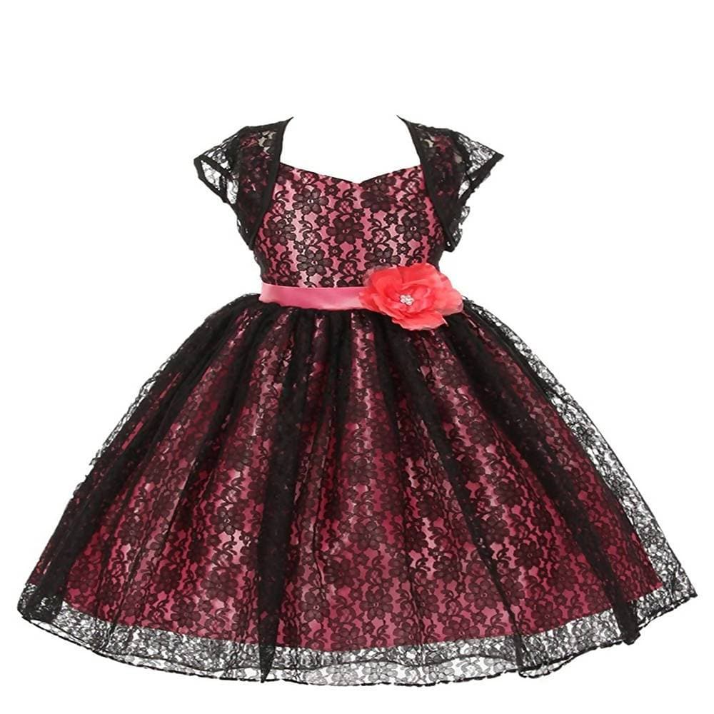 Asmaani Baby Girl's Black Colour Satin A-Line Maxi Full Length Dress (AS-DRESS-22158) | Grocsy