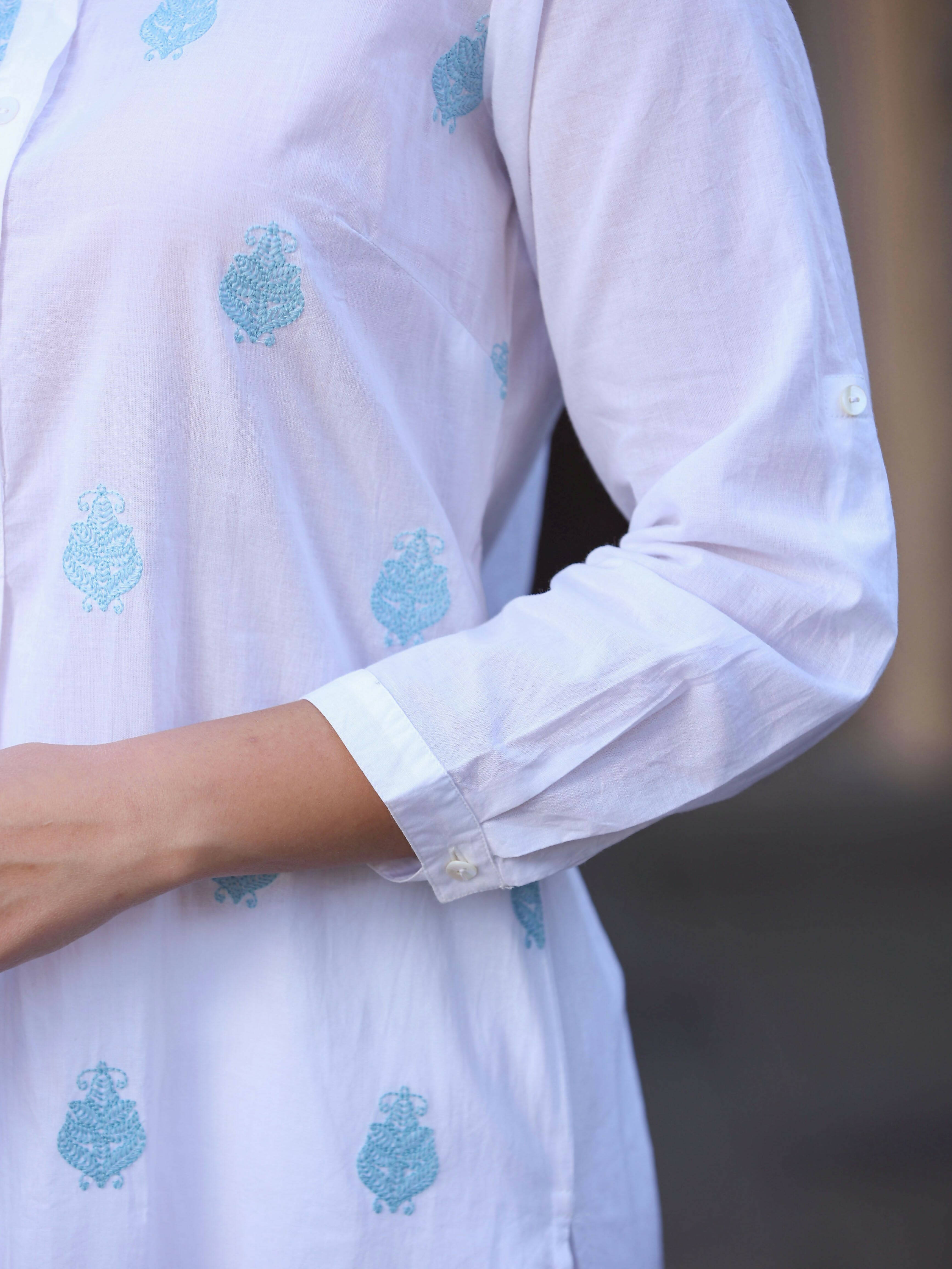 Juniper Women's White Cambric Printed Straight Kurta | Grocsy
