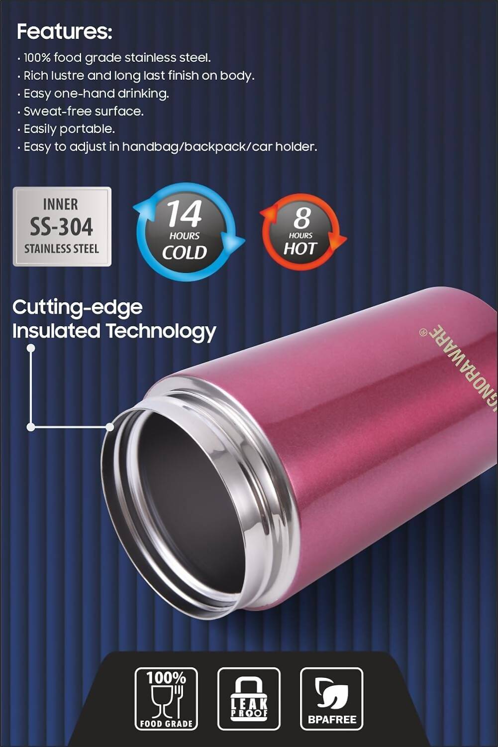 Signoraware Hot Pour Coffeemate Insulated Mug Tumbler - 350 ml (Red) | Grocsy