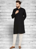 Even Apparels Pure Cotton Black Kurta - Black | Grocsy