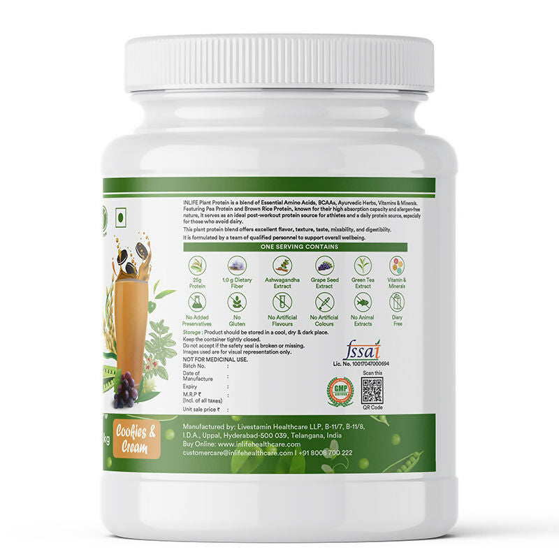 Inlife Plant Protein Powder Cookies & Cream | Grocsy