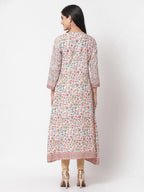 Myshka Multi Cotton Printed Full Sleeve Round Neck Casual Kurta | Grocsy