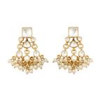 Nuyug 22K Gold Plated Ivory Dusk Kundan Earrings | Grocsy
