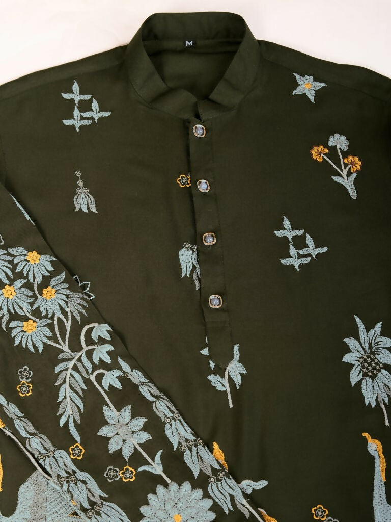 Vastranavya Exclusive Wedding Wear Viscose Rayon Thread Embroidered Work Kurta | Grocsy