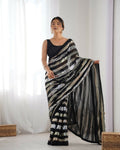 Black Georgette Sequance Embroidery Work Border Saree - Sitare | Grocsy